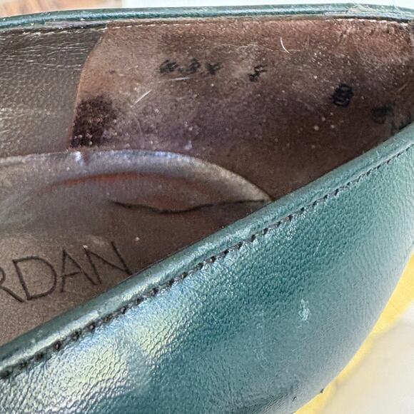 Charles Jourdan Vintage Heels 6 Green Leather Suede Pumps Dark Academia Prep - Picture 9 of 9